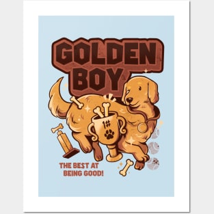 Golden Boy - Cute Golden Retriever Dog Gift Posters and Art